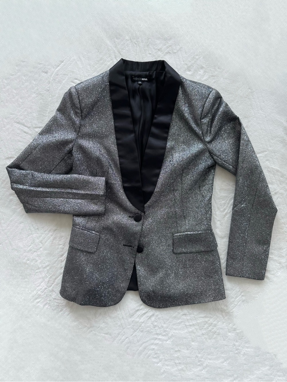 Fashion Nova Silver Glitter Blazer